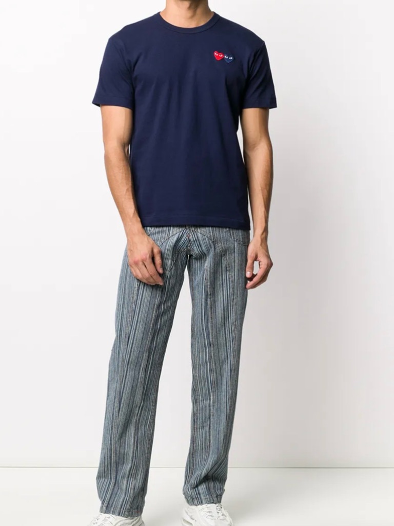 Comme Des Garons Play For Men Heart Patch Short Sleeve T-Shirt Xl $65
